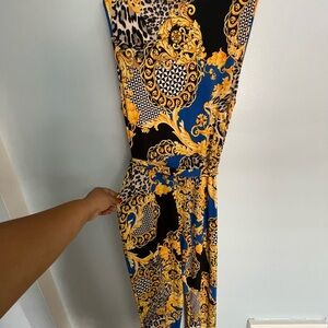 Elegant Blue and Gold Jumpsuit